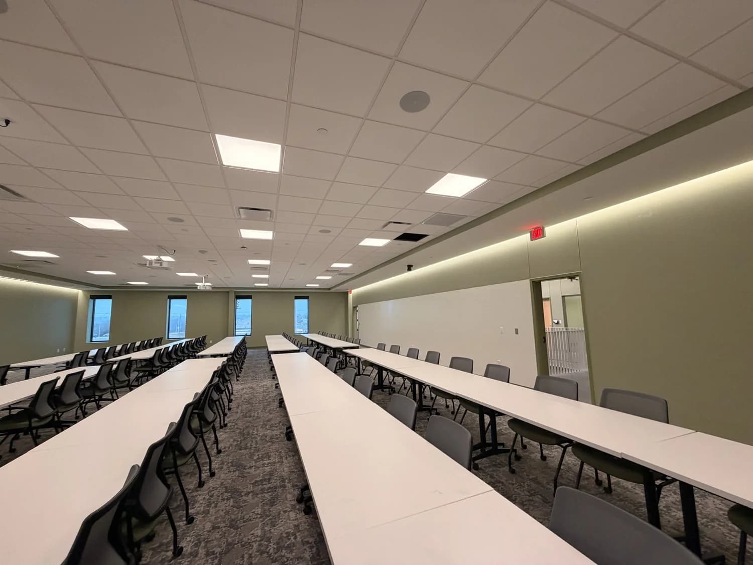 A finished corridor at Foodbank for the Heartland's Omaha facility